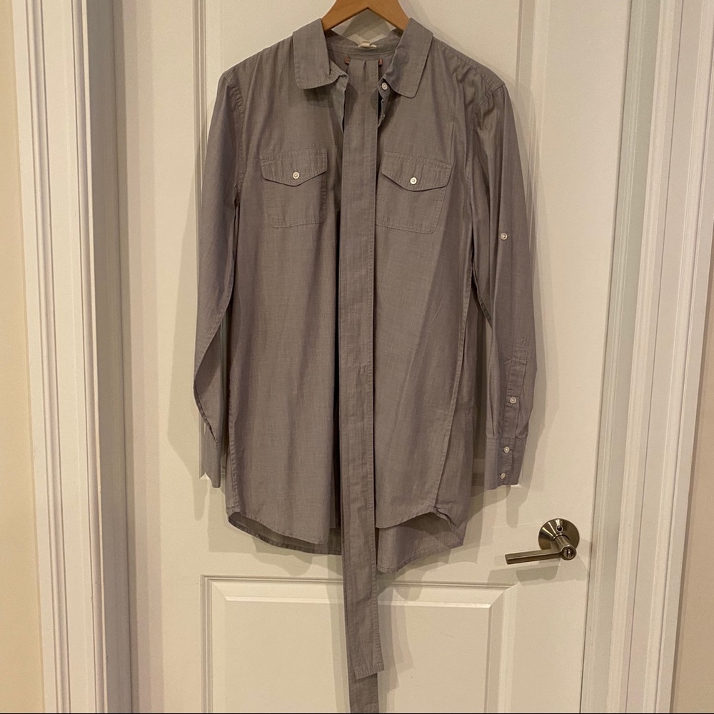 J. Crew Quarter Button-Down Long Shirt with Tie